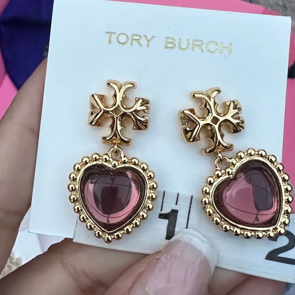 Rare💖Tory Burch Earrings Victorian bridgerton party earrings Heart Drop earrings